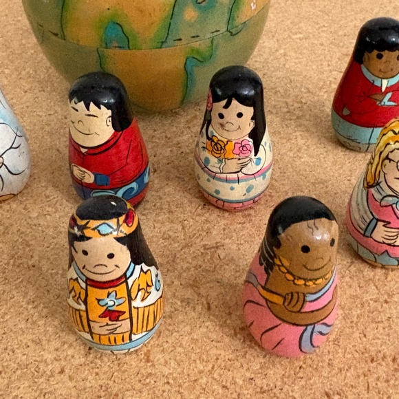 Terrys Village World Globe Doll Figurines Toy - Around The World wood dolls - Picture 5 of 13